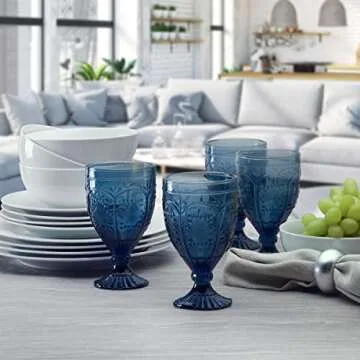 Fitz and Floyd Trestle Indigo Goblets for Celebrations