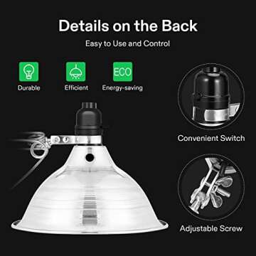 VIVOSUN Clamp Lamp Light with Detachable 8.5 Inch Aluminum Reflector up to 150 Watt E26 Socket (No Bulb Included), 6 Feet Cord, UL Listed, Pack of 2