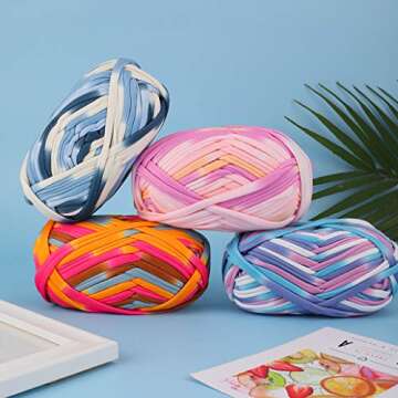 iSuperb 4 Pack Knitting Yarn Fabric Cloth T-Shirt Yarn Carpet Yarn for DIY Knitted Fabric Art Basket...