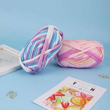 iSuperb 4 Pack Knitting Yarn Fabric Cloth T-Shirt Yarn Carpet Yarn for DIY Knitted Fabric Art Basket Bag (D)