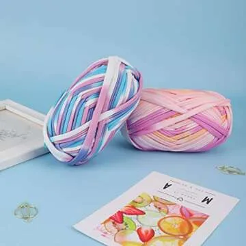 iSuperb 4 Pack Knitting Yarn Fabric Cloth T-Shirt Yarn Carpet Yarn for DIY Knitted Fabric Art Basket Bag (D)