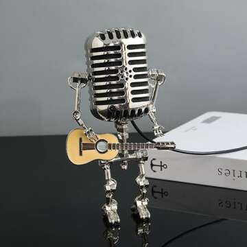Handmade Microphone Robot Lamp for Music Lovers