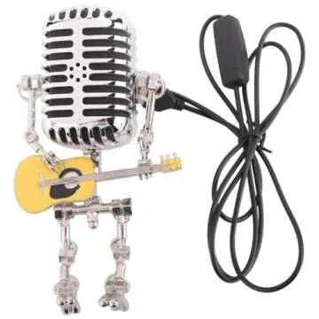 Handmade Microphone Robot Lamp for Music Lovers