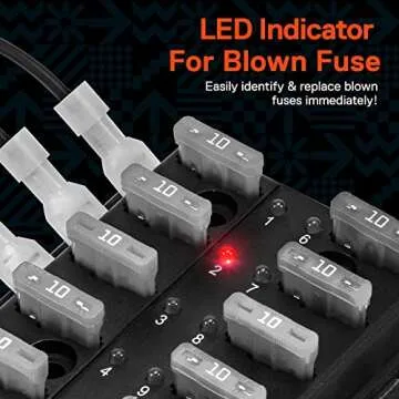 True Mods 10 Way Blade Fuse Box for Automotive [ATC/ATO Blade Fuses] [100 Amp][LED Indicator] [Prote...