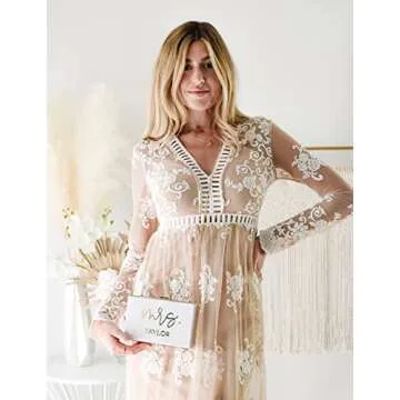 ModParty Mrs Personalized Clutch Purse | White & Gold Acrylic Bride Purse | Engagement, Bridal Shower Gift for Bride| Honeymoon Accessory | Crossbody with Removable Chain