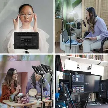 【20W 2-Pack】 RAUBAY LED Video Panel Light with Desk Mount Stand Kit, 3200K-5500K Bi-Colors Key Light with Stand C-Clamp for Live Stream, Video Conferencing, YouTube, TikTok, Make up