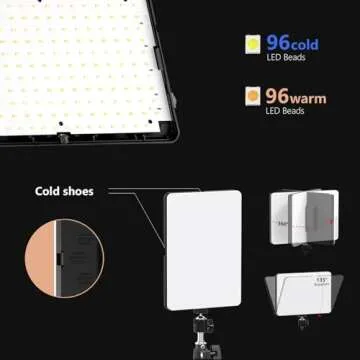 【20W 2-Pack】 RAUBAY LED Video Panel Light with Desk Mount Stand Kit, 3200K-5500K Bi-Colors Key Light with Stand C-Clamp for Live Stream, Video Conferencing, YouTube, TikTok, Make up