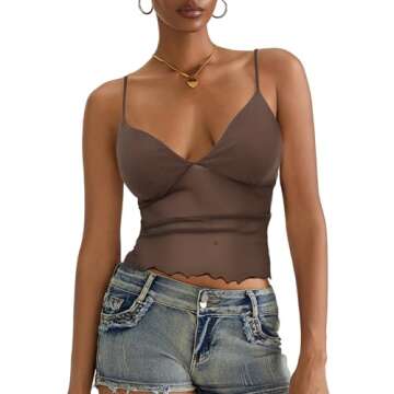 Y2k Sexy Cami Top Lace Trim Cropped Tank for Outing