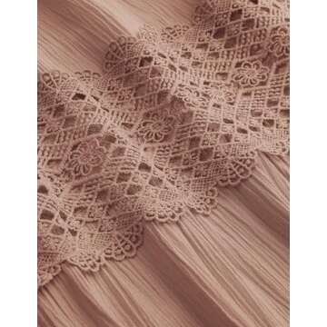 ZESICA Women's 2025 Summer Bohemian Strapless Off Shoulder Lace Trim Backless Flowy A Line Beach Long Maxi Dress,Pink,Medium