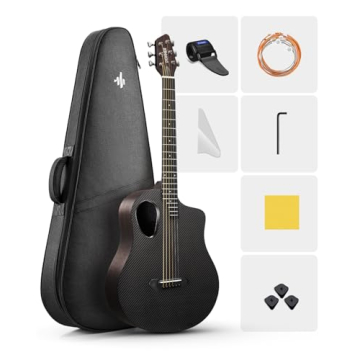 Donner 38" Carbon X Wood Acoustic Guitar Beginner Kit - Durable Solid Acoustic with Case