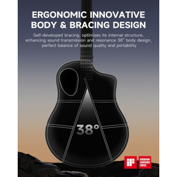 Donner 38" Carbon X Wood Acoustic Guitar Beginner Kit