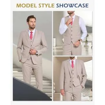 YND Men's Slim Fit 3 Piece Suit Set - Elegant & Versatile