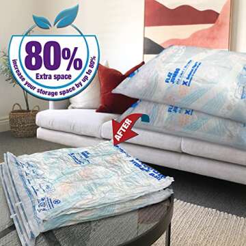 8 Jumbo Space Saver Bags, Vacuum Storage Bags for Clothes, Clothing, Comforter and Blanket Hand-Pump (8-Jumbo)