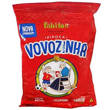 Fabitos Pipoca Vovozinha - Portuguese Granny Sweet Popcorn Snack (6 Pack, Total of 12.6oz)