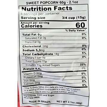 Fabitos Pipoca Vovozinha - Portuguese Granny Sweet Popcorn Snack (6 Pack, Total of 12.6oz)