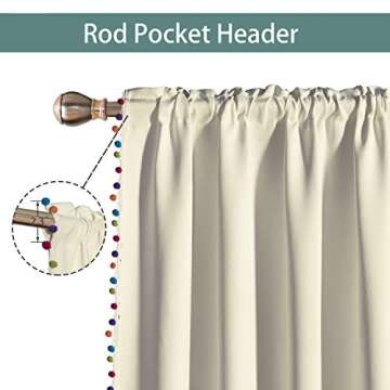 LORDTEX Multi Color Pom Pom Curtains for Kids Room - Thermal Insulated Curtains Noise Reducing Light...