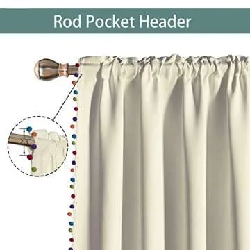 LORDTEX Multi Color Pom Pom Curtains for Kids Room - Thermal Insulated Curtains Noise Reducing Light...