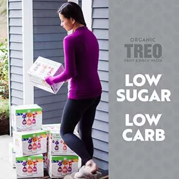 Treo Fruit & Birch Water Drink, Variety Pack, USDA Organic, Non-GMO Project Verified, Vegan, Gluten-Free, 10 Calories & 1g of Sugar Per Serving, 16 fl oz, Pack of 12