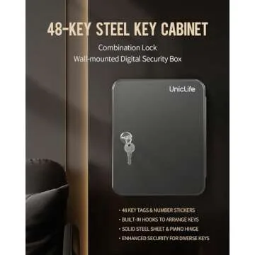 Uniclife 48-Key Steel Key Cabinet with Security Features
