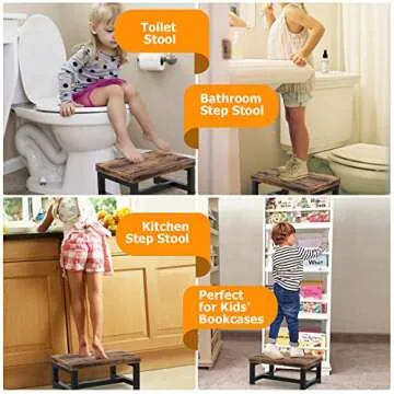 Sturdy Wooden Step Stool for Adults and Kids, 500 LBS Capacity