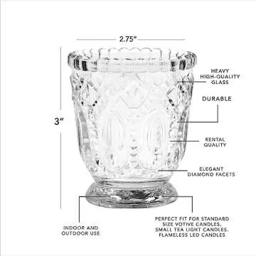 Koyal Wholesale Vintage Glass Candle Holder (Pack of 6), 3 x 2.75