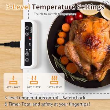 LNNIW Warming Mat for Food,Food Warming Mat,Electric Warming Tray for Buffets Party and Home Daily Use,Heating Fastly in 10s,Portable Design,Timed Function for Your Family.