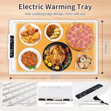LNNIW Warming Mat for Food,Food Warming Mat,Electric Warming Tray for Buffets Party and Home Daily Use,Heating Fastly in 10s,Portable Design,Timed Function for Your Family.