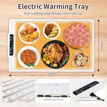 LNNIW Warming Mat for Food,Food Warming Mat,Electric Warming Tray for Buffets Party and Home Daily Use,Heating Fastly in 10s,Portable Design,Timed Function for Your Family.
