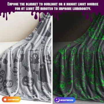 Glow in The Dark Halloween Blanket for Kids & Home
