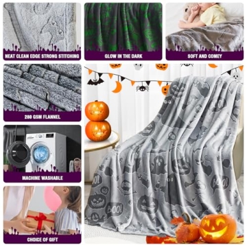 Glow in The Dark Halloween Blanket for Kids & Home
