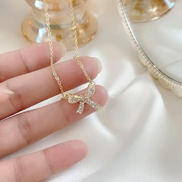 Dainty PENXFHZ Bow-Tie Necklace for Elegant Women