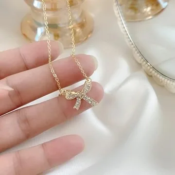 Dainty PENXFHZ Bow-Tie Necklace for Elegant Women