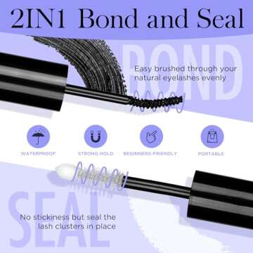 Lash Bond and Seal, BEYELIAN Cluster Lash Glue Mascara Wand for Lash Clusters, DIY Eyelash Extension...