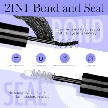Lash Bond and Seal, BEYELIAN Cluster Lash Glue Mascara Wand for Lash Clusters, DIY Eyelash Extension...