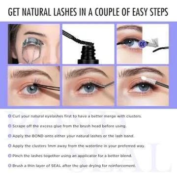 Lash Bond and Seal, BEYELIAN Cluster Lash Glue Mascara Wand for Lash Clusters, DIY Eyelash Extension Bond & Seal Strong Hold & Latex Free Waterproof for Personal Makeup Strong Hold 72 Hours