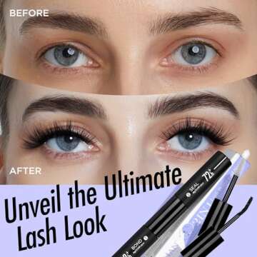 Lash Bond and Seal, BEYELIAN Cluster Lash Glue Mascara Wand for Lash Clusters, DIY Eyelash Extension Bond & Seal Strong Hold & Latex Free Waterproof for Personal Makeup Strong Hold 72 Hours