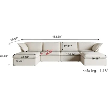 JACH Modern U Shape Sectional Sofa Couch for Living Room