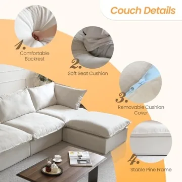 JACH Modern U Shape Sectional Sofa Couch for Living Room