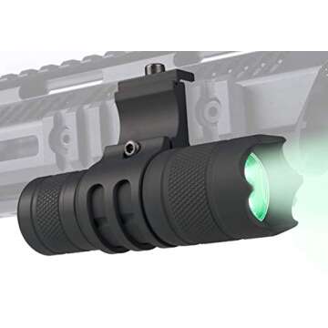 Monstrum 150 Lumens Green Light LED Flashlight with Remote Pressure Switch and Picatinny Rail Mount
