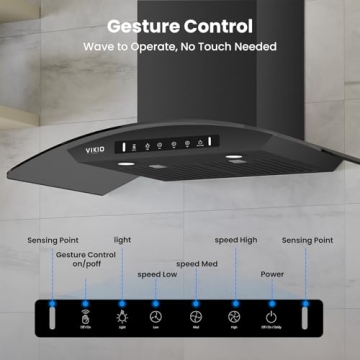 Stylish 30" 900 CFM Wall-Mounted Range Hood with Gesture Control