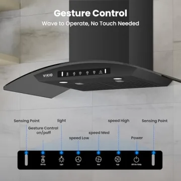 Stylish 30" 900 CFM Wall-Mounted Range Hood with Gesture Control