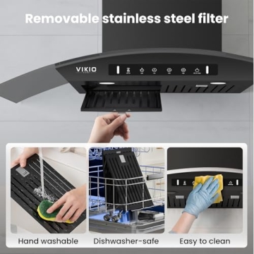 Stylish 30" 900 CFM Wall-Mounted Range Hood with Gesture Control