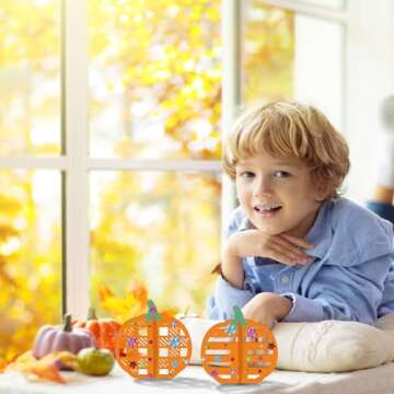 Fennoral 10 Pack Wooden Pumpkin Crafts for Kids Make You Own 3D Pumpkin DIY Coloring Wooden Fall Art and Craft for Girls Boys Table Window Decoration Halloween Autumn Thanksgiving Gifts