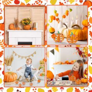 Fennoral 10 Pack Wooden Pumpkin Crafts for Kids Make You Own 3D Pumpkin DIY Coloring Wooden Fall Art and Craft for Girls Boys Table Window Decoration Halloween Autumn Thanksgiving Gifts