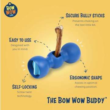 Bow Wow Labs Original Bow Wow Buddy Safety Device | Bully Stick Holder for Dogs (XS)