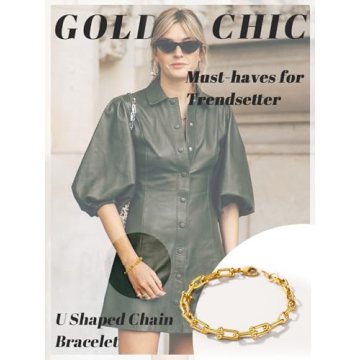 KeyStyle Gold Paperclip Chain Bracelet for Women, Adjustable