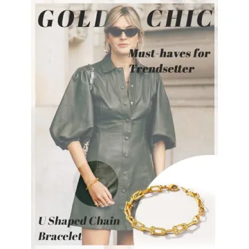 KeyStyle Gold Paperclip Chain Bracelet for Women, Adjustable