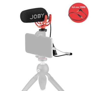 Joby Wavo On-Camera Vlogging Compact Microphone Super Cardioid Pattern with Rycote Duo-Lyre for Smartphone, CSC, Mirrorless, Vlogging, Youtuber, Podcast, IRL, Content Creators