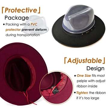 Lisianthus Women Belt Buckle Fedora Hat Claret-red