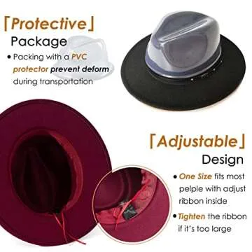 Lisianthus Women Claret-red Fedora Hat with Belt Buckle